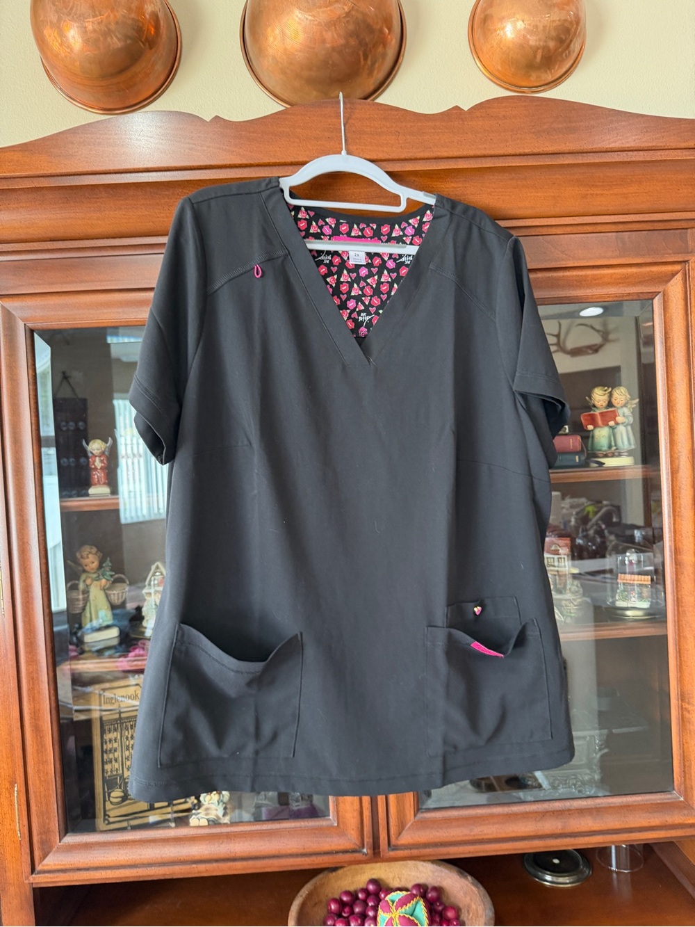 Betsey Johnson Black Scrub Top